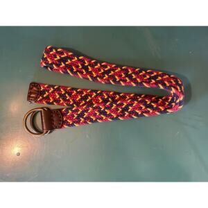 Woven Multicolor Stretch Belt Womens D-Ring Braided Elastic 45” Boho Preppy